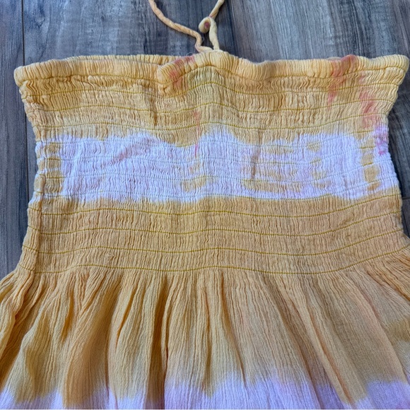 Cleopatra Halter Red Pink Yellow Tie Dye One Size Free Size Spring/Summer Dress - Picture 2 of 11